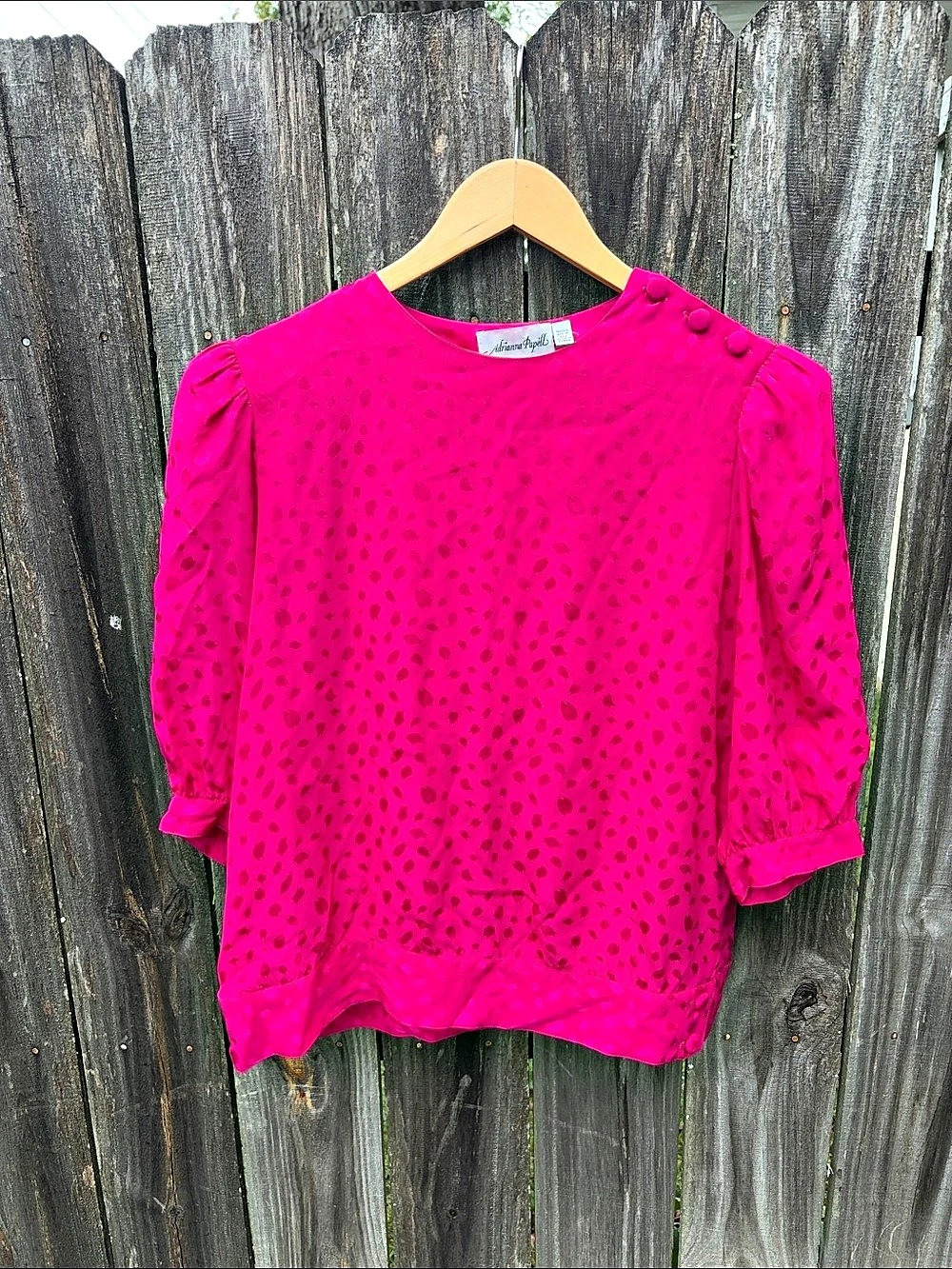 Adrienne Pappell Animal Print Blouse in Pink Size 10W Like New